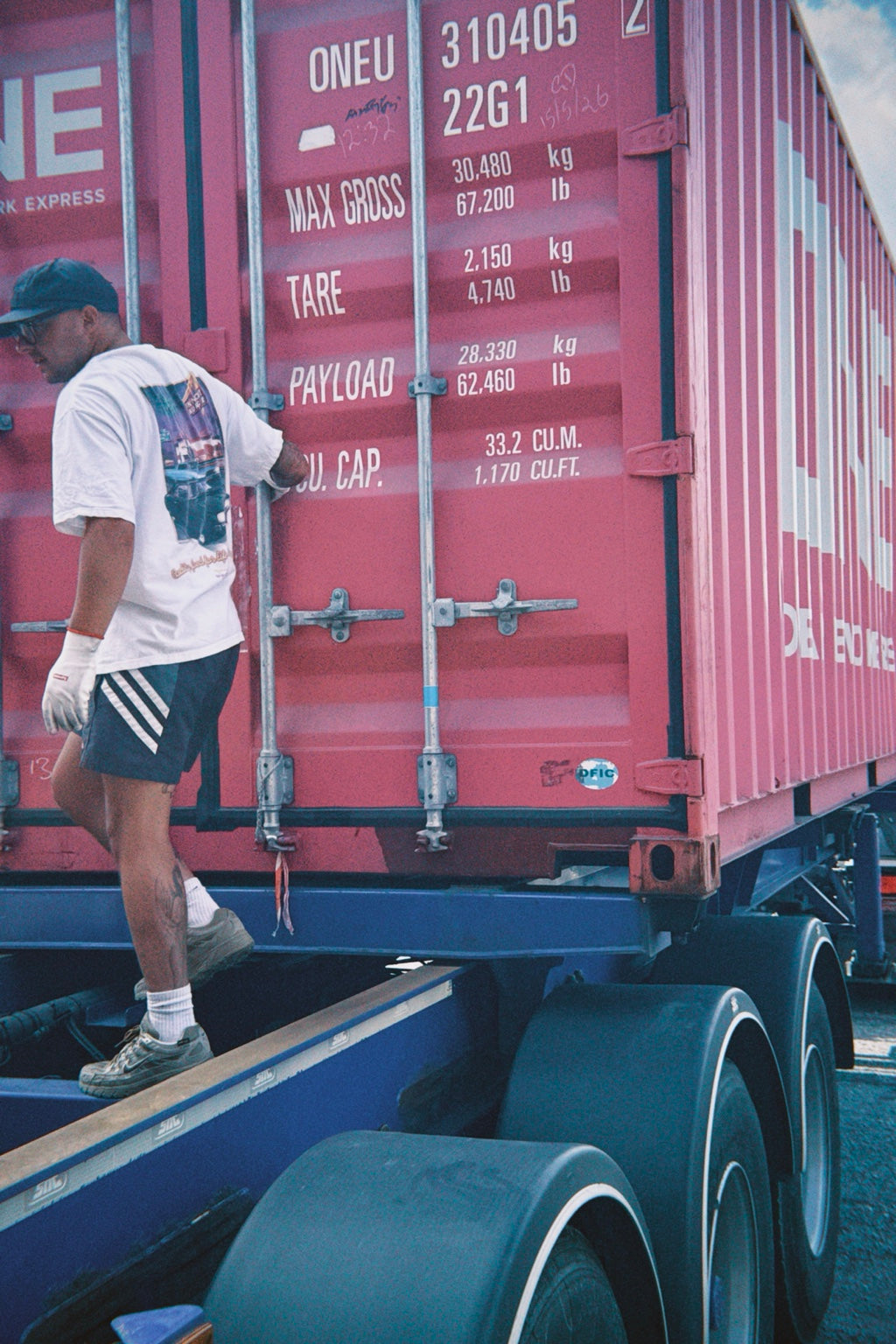 International stock container arriving at the warehouse